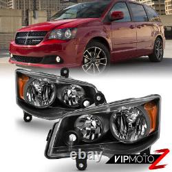 11-20 Dodge Grand Caravan 08-16 Chrysler Town&Country Black Amber Headlight Lamp