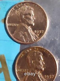 1957 D Wheat Penny L In Rim, & 1957 No MM Package Deal