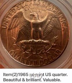 3 -items 1965- No Mint US Quarter. Rare, Good Condition. Package Deal. 3 For 1 K