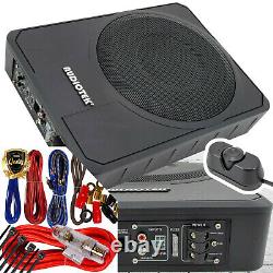 Audiotek 1000w 10 Compact Car Under Seat Powered Subwoofer Super Slim with KIT