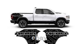 Compatible With Dodge Ram Rebel Topographical Hood & Bed Graphics Package Deal