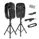 Dual Loudspeaker Sound Package, 12'' Subwoofers, Bluetooth, 2 Speaker Stands