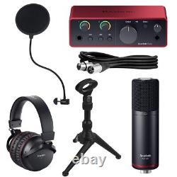 Focusrite Scarlett Solo Studio Interface Bundle w Microphone, Headphones & Stand