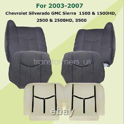 For 2003-2007 Chevy Silverado 1500 2500 Driver Passenger Cloth Seat Cover Gray