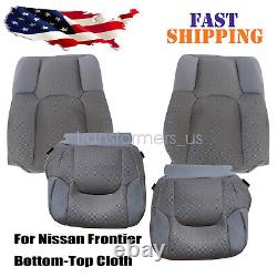 For 2005-2019 Nissan Frontier Driver Passenger Bottom Top Cloth Seat Cover Gray