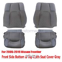 For 2005-2019 Nissan Frontier Driver Passenger Bottom Top Cloth Seat Cover Gray