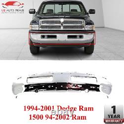 Front Bumper Chrome Steel For 1994-2001 Dodge Ram 1500 94-02 Ram 2500 and 3500