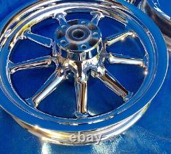 Harley 9 Spoke Heritage CHROME wheels BEST BUY WHEELS Package Deal Incredible