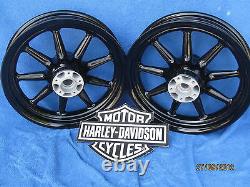 Harley Davidson Heritage ALL Black 9 Spoke Wheels Package Deal Easy Maintenance