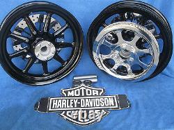 Harley Davidson Heritage ALL Black 9 Spoke Wheels Package Deal Easy Maintenance