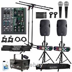 Home Karaoke House Party Pack w 12 Active Speakers, Mixer, Mics & Effect Lights