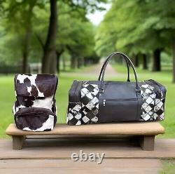 Package Deal (Set of 2) Genuine Cowhide Hair on Leather Duffle Bag and Backpack