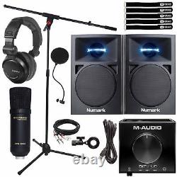 Podcast Vocal Recording Pack Monitor Speakers w USB Interface & Condenser Mic