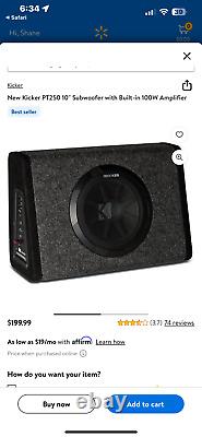 TWO KICKER SUBWOOFERS PACKAGE DEAL KICKER PT250 10? With Built-In 100W Amplifier