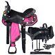 Western Black and Pink 7 Piece Package Synthetic Saddle Deal 15 102